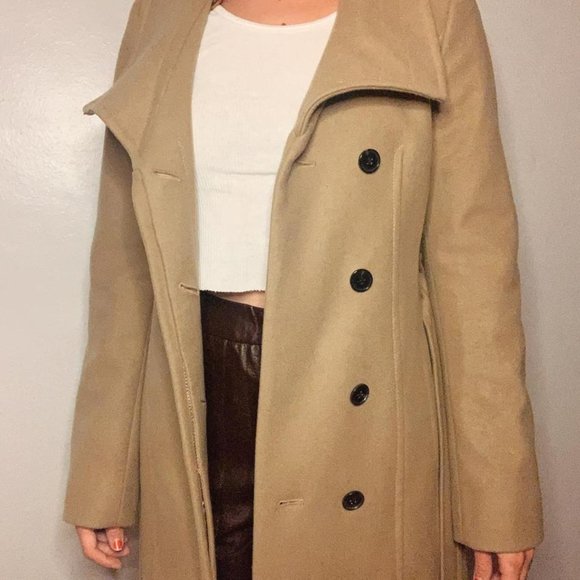 Women's Tan and Brown Coat - Picture 1 of 4